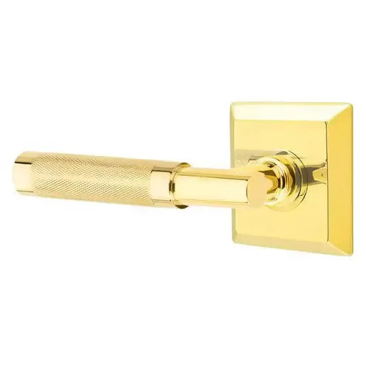 Emtek Knurled Lever with T-Bar Stem and Quincy Rose by Emtek