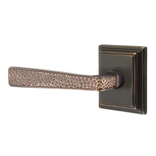 Emtek Hammered Door Lever with Wilshire Rose by Emtek