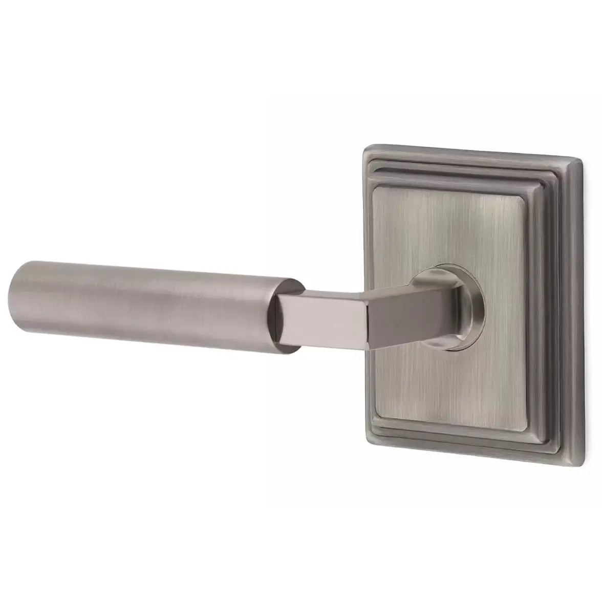 Emtek Smooth Lever with L-Square Stem and Wilshire Rose by Emtek