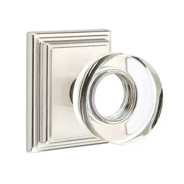 Emtek Modern Disc Glass Door Knob with Wilshire Rose by Emtek