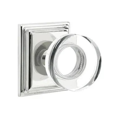 Emtek Modern Disc Glass Door Knob with Wilshire Rose by Emtek