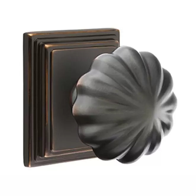 Emtek Melon Door Knob with Wilshire Rose by Emtek