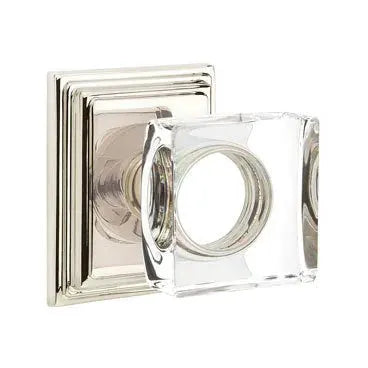Emtek Modern Square Glass Door Knob with Wilshire Rose by Emtek