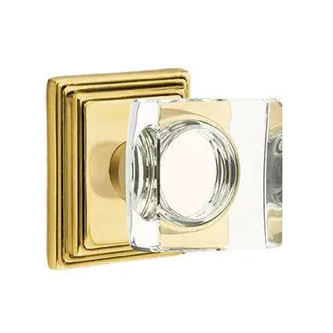 Emtek Modern Square Glass Door Knob with Wilshire Rose by Emtek
