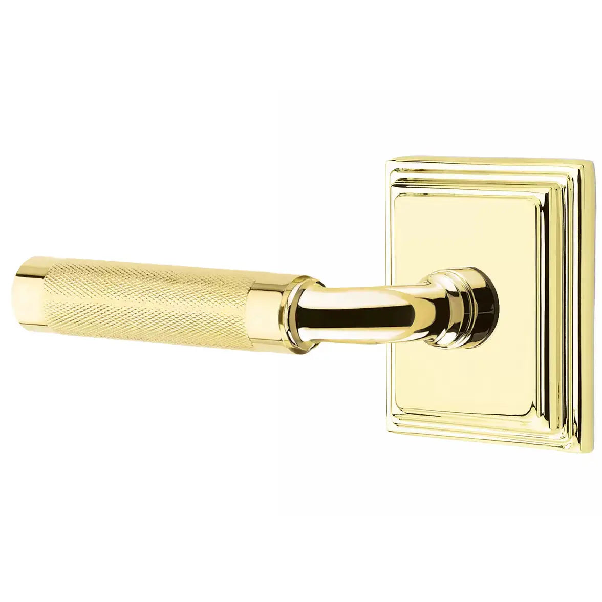Emtek Knurled Lever with R-Bar Stem and Wilshire Rose by Emtek