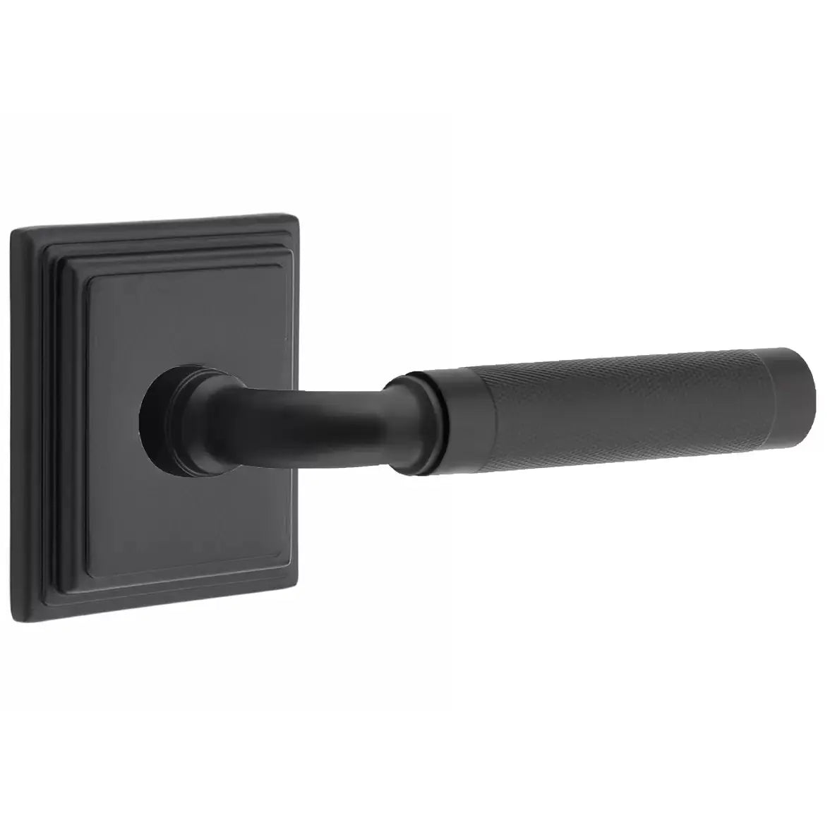 Emtek Knurled Lever with R-Bar Stem and Wilshire Rose by Emtek