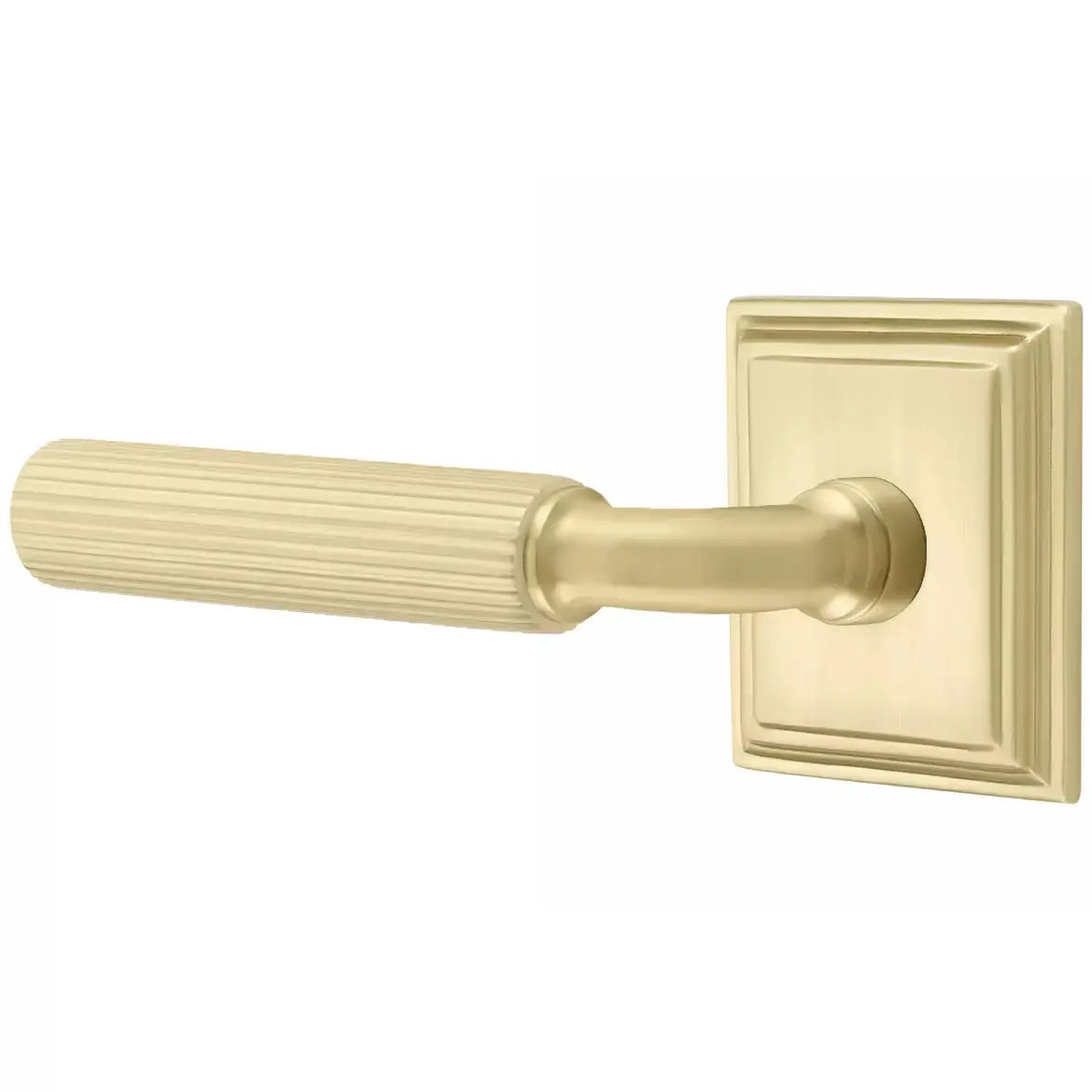 Emtek Straight Knurled Lever with R-Bar Stem and Wilshire Rose by Emtek