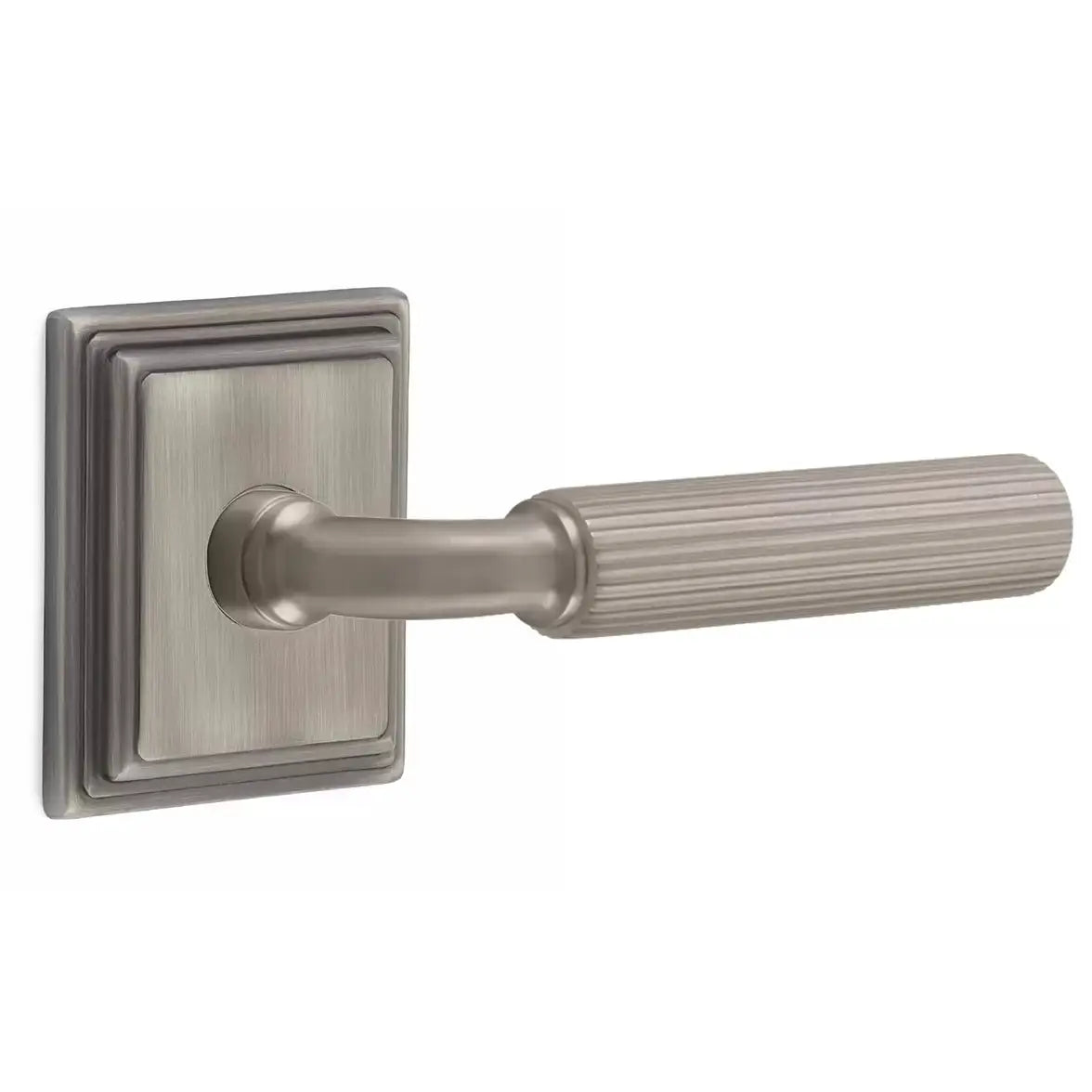 Emtek Straight Knurled Lever with R-Bar Stem and Wilshire Rose by Emtek