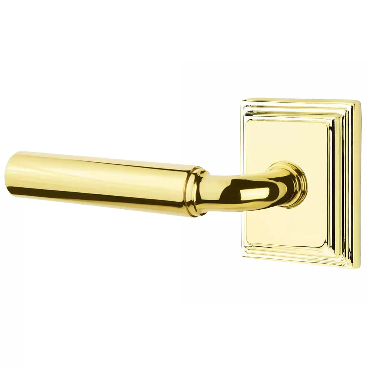 Emtek Smooth Lever with R-Bar Stem and Wilshire Rose by Emtek