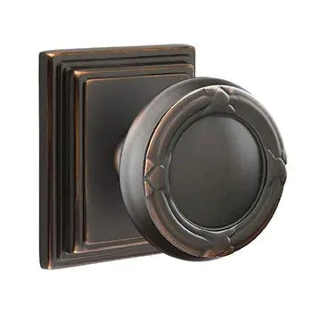 Emtek Ribbon and Reed Knob with Wilshire Rose by Emtek