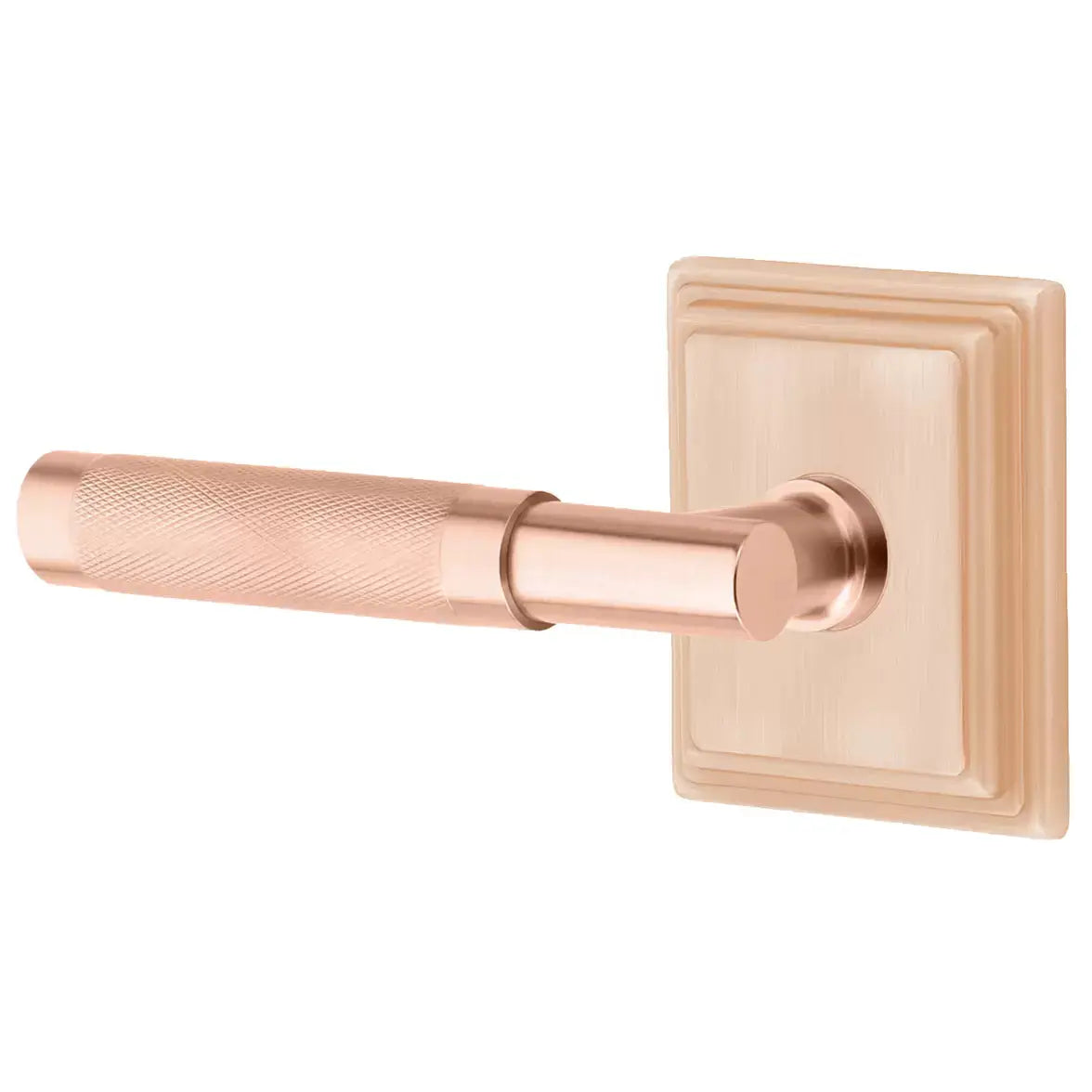 Emtek Knurled Lever with T-Bar Stem and Wilshire Rose by Emtek