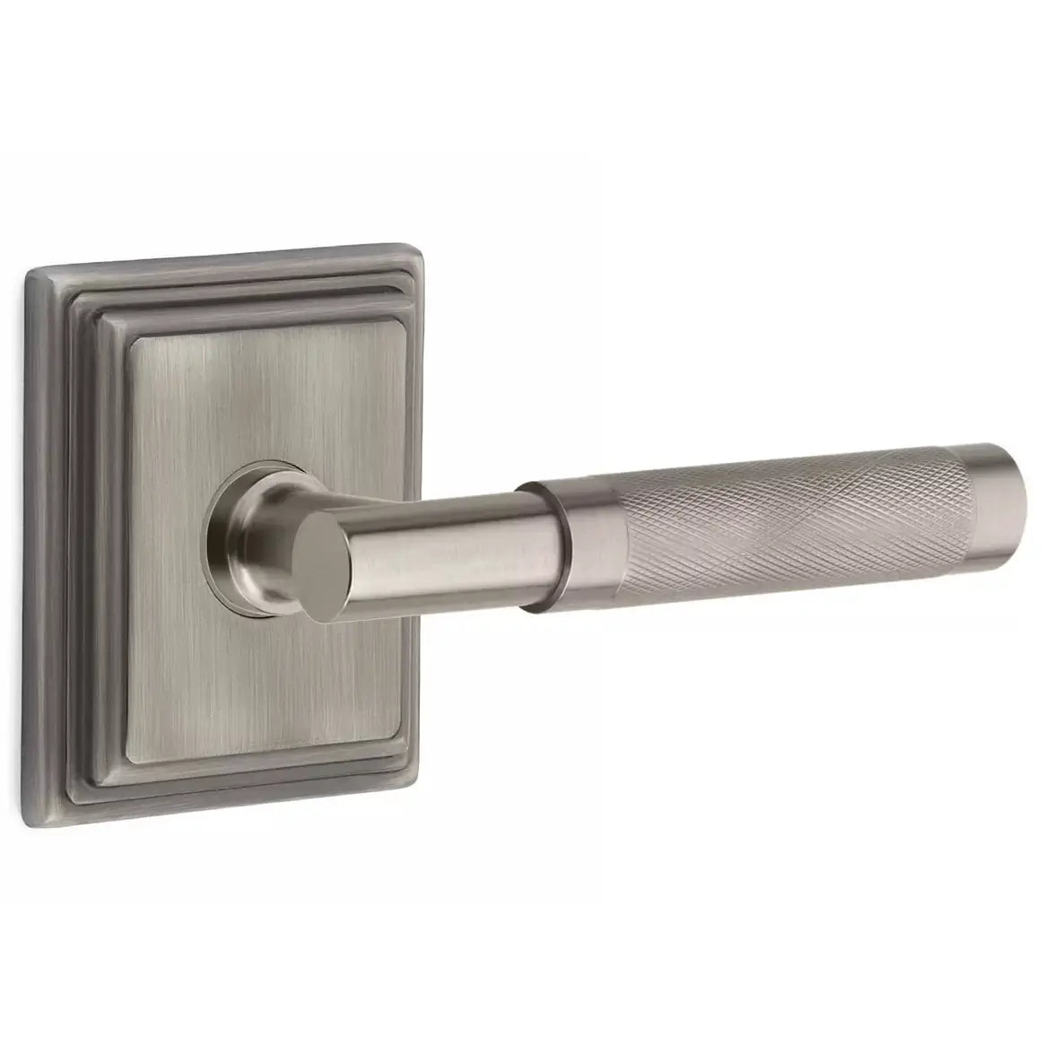 Emtek Knurled Lever with T-Bar Stem and Wilshire Rose by Emtek