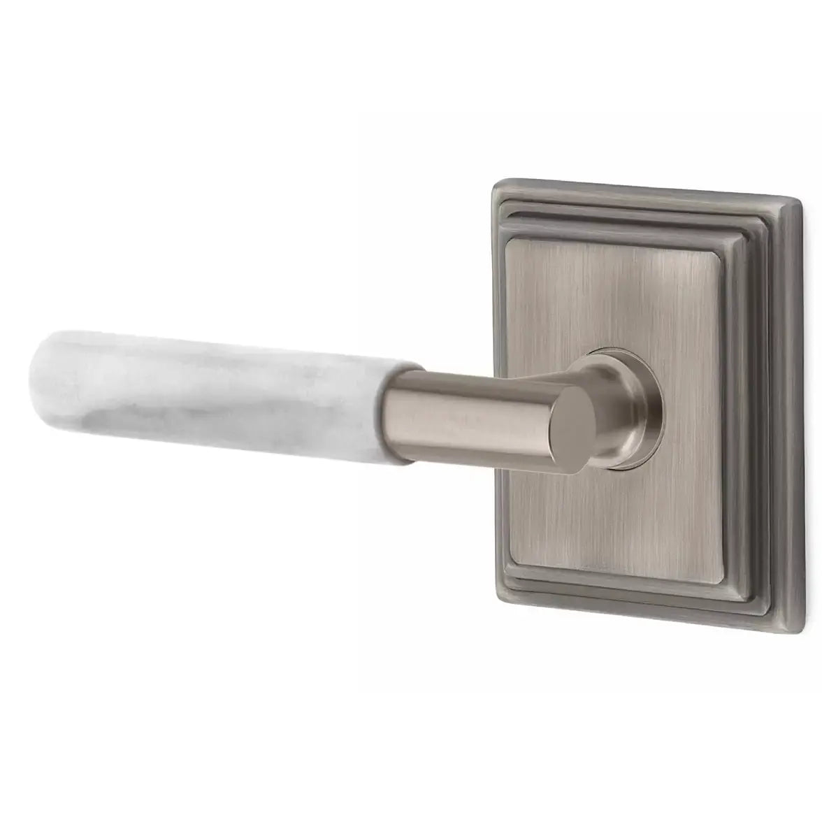 Emtek White Marble Lever with T-Bar Stem and Wilshire Rose by Emtek