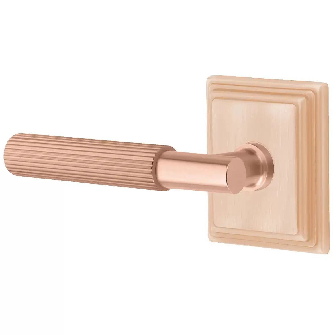 Emtek Straight Knurled Lever with T-Bar Stem and Wilshire Rose by Emtek