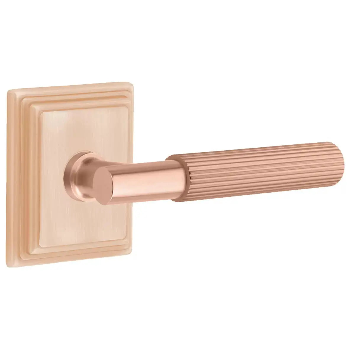 Emtek Straight Knurled Lever with T-Bar Stem and Wilshire Rose by Emtek