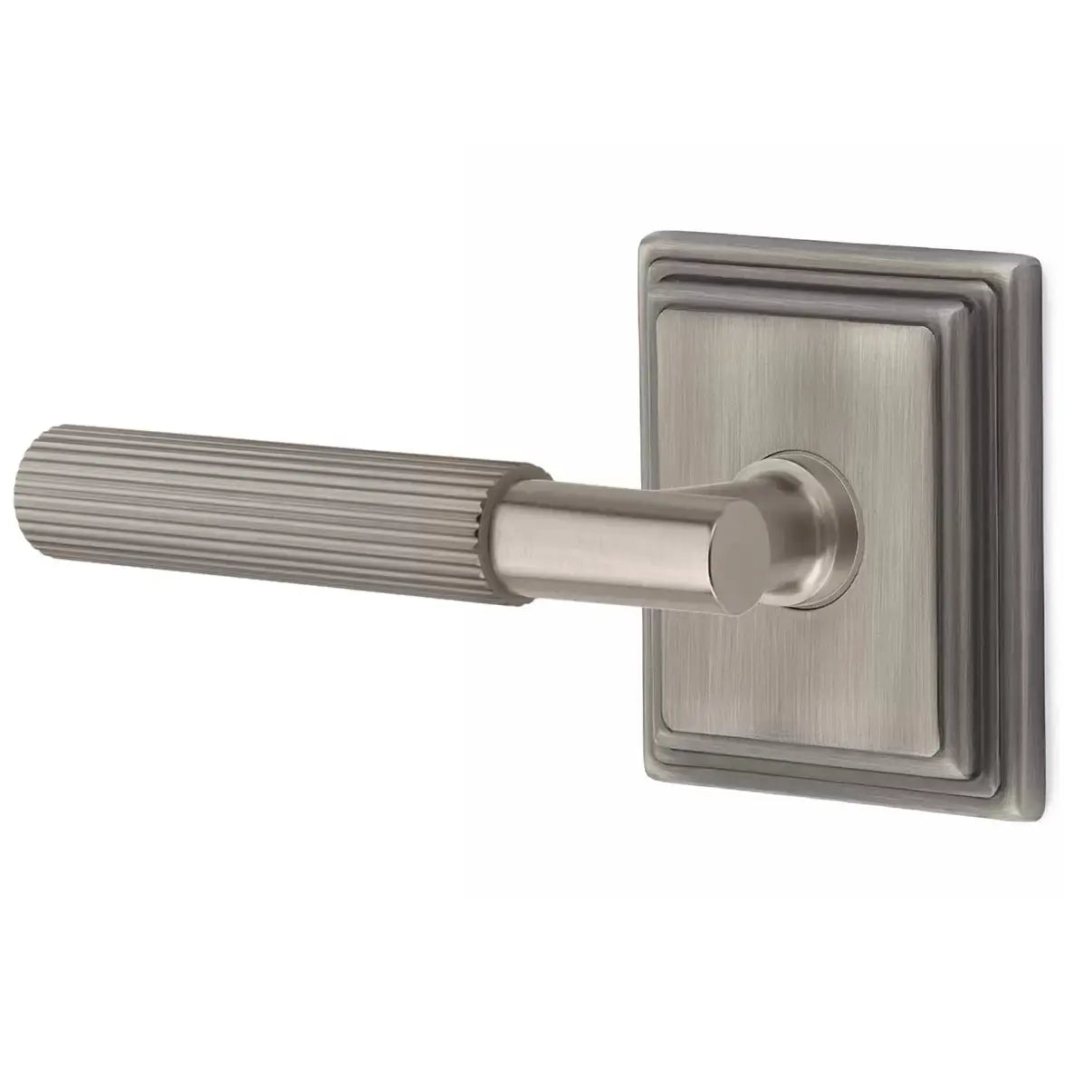 Emtek Straight Knurled Lever with T-Bar Stem and Wilshire Rose by Emtek