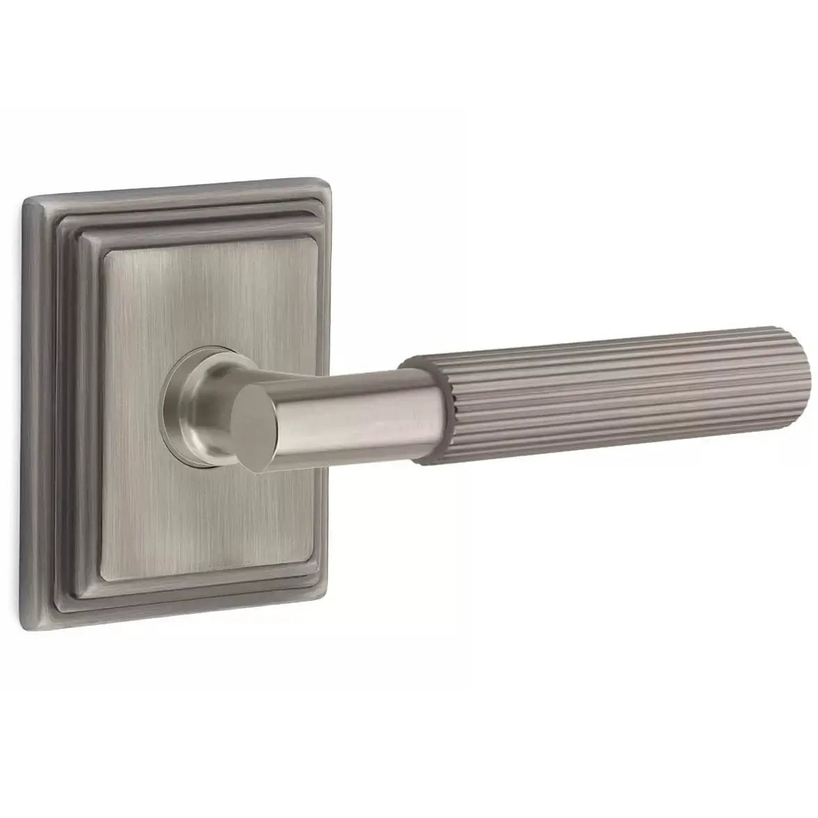 Emtek Straight Knurled Lever with T-Bar Stem and Wilshire Rose by Emtek