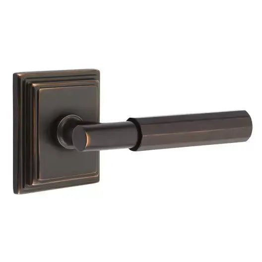 Emtek Faceted Lever with T-Bar Stem and Wilshire Rose by Emtek