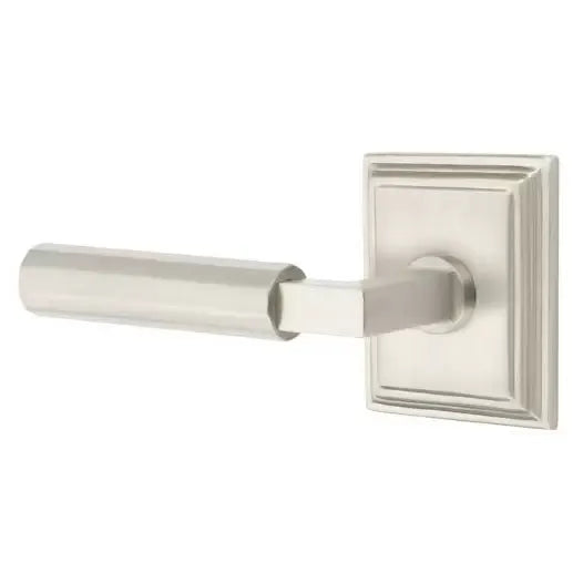 Emtek Faceted Lever with L-Square Stem and Wilshire Rose by Emtek