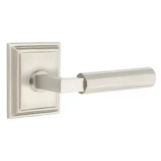 Emtek Faceted Lever with L-Square Stem and Wilshire Rose by Emtek