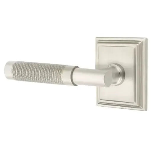 Emtek Knurled Lever with T-Bar Stem and Wilshire Rose by Emtek