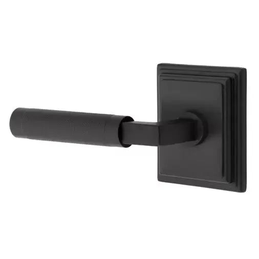 Emtek Knurled Lever with L-Square Stem and Wilshire Rose by Emtek