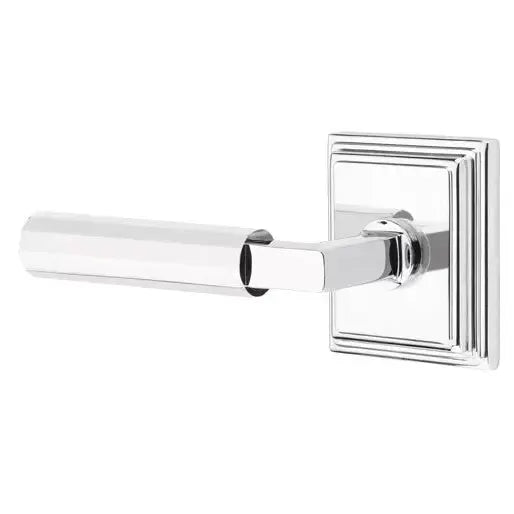 Emtek Faceted Lever with L-Square Stem and Wilshire Rose by Emtek