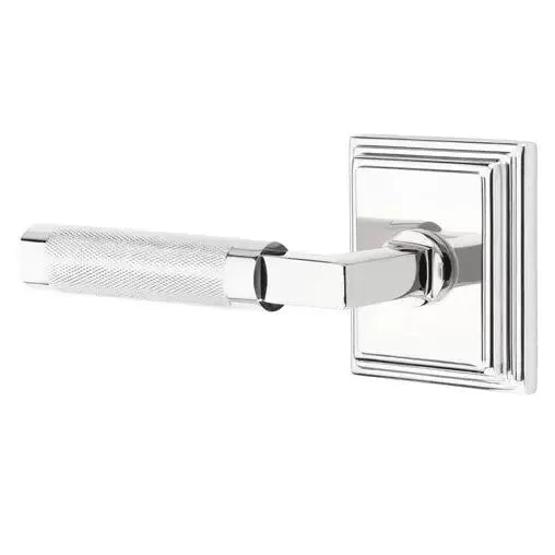 Emtek Knurled Lever with L-Square Stem and Wilshire Rose by Emtek
