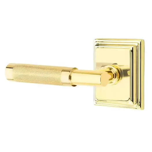Emtek Knurled Lever with T-Bar Stem and Wilshire Rose by Emtek