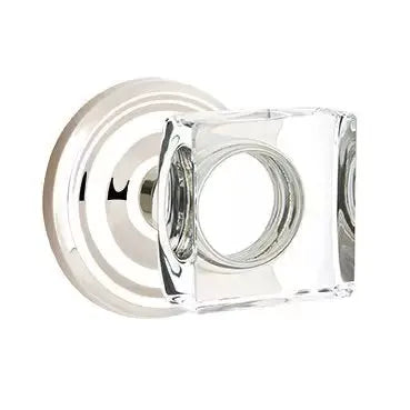 Emtek Modern Square Glass Door Knob with Regular Rose by Emtek