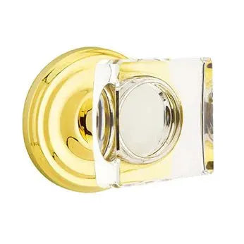 Emtek Modern Square Glass Door Knob with Regular Rose by Emtek