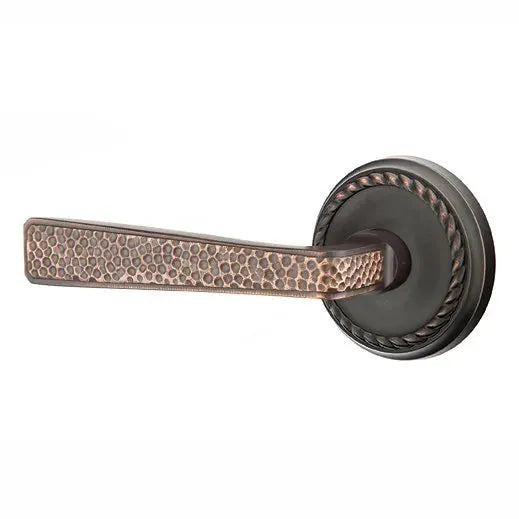Emtek Hammered Door Lever with Rope Rose by Emtek