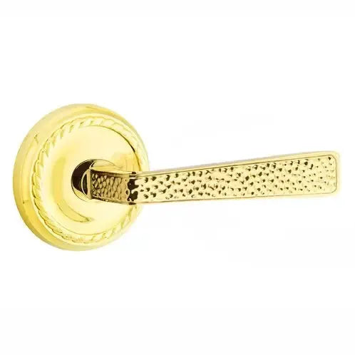 Emtek Hammered Door Lever with Rope Rose by Emtek