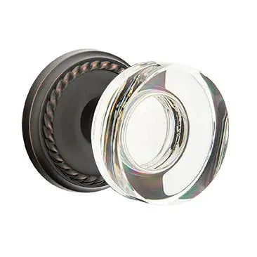 Emtek Modern Disc Glass Door Knob with Rope Rose by Emtek