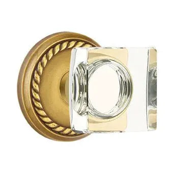 Emtek Modern Square Glass Door Knob with Rope Rose by Emtek
