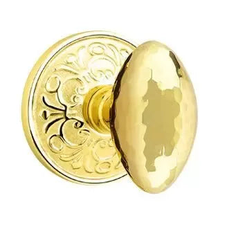 Emtek Hammered Egg Door Knob with Lancaster Rose by Emtek