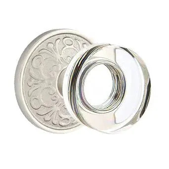 Emtek Modern Disc Glass Door Knob with Lancaster Rose by Emtek