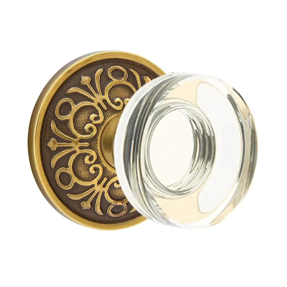 Emtek Modern Disc Glass Door Knob with Lancaster Rose by Emtek