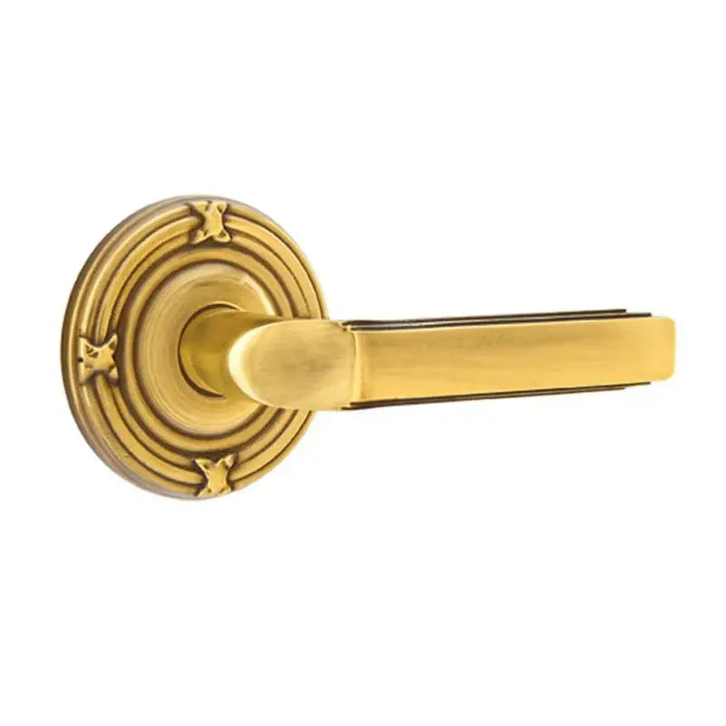 Emtek Milano Door Lever with Ribbon and Reed Rose by Emtek
