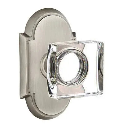 Emtek Modern Square Glass Door Knob with #8 Rose by Emtek