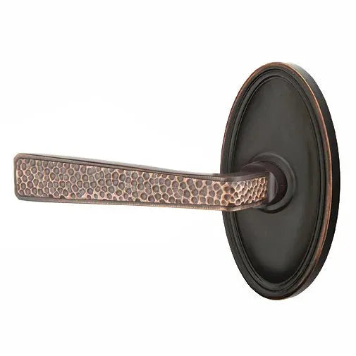 Emtek Hammered Door Lever with Oval Rose by Emtek