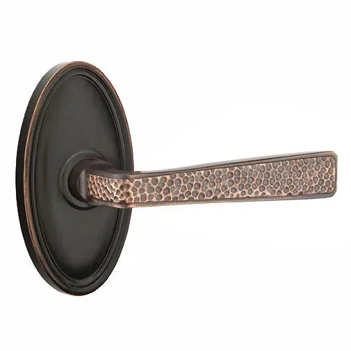 Emtek Hammered Door Lever with Oval Rose by Emtek