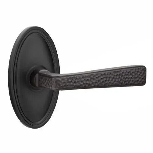 Emtek Hammered Door Lever with Oval Rose by Emtek