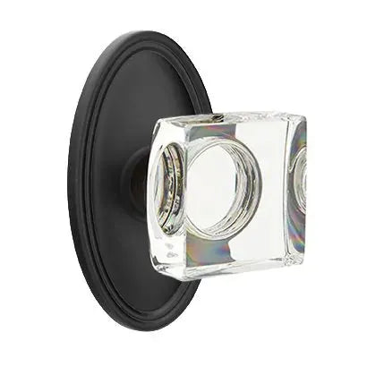 Emtek Modern Square Glass Door Knob with Oval Rose by Emtek