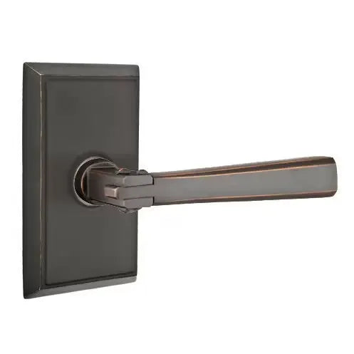 Emtek Arts and Crafts Door Lever with Rectangular Rose by Emtek