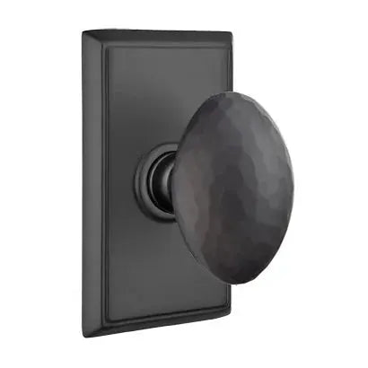 Emtek Hammered Egg Door Knob with Rectangular Rose by Emtek