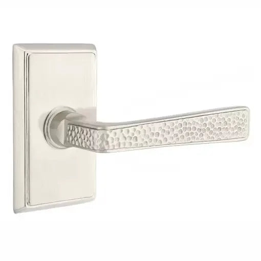 Emtek Hammered Door Lever with Rectangular Rose by Emtek