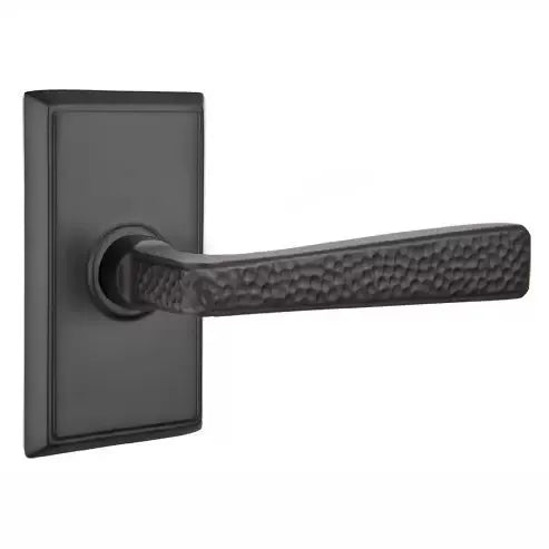 Emtek Hammered Door Lever with Rectangular Rose by Emtek