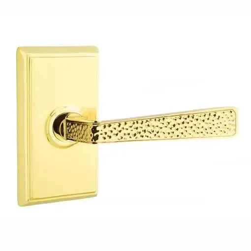 Emtek Hammered Door Lever with Rectangular Rose by Emtek