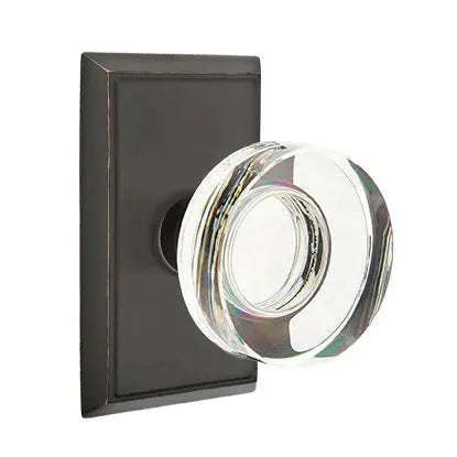 Emtek Modern Disc Glass Door Knob with Rectangular Rose by Emtek